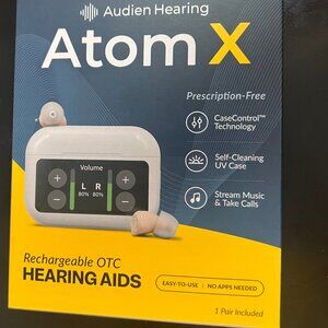 Audien Hearing ATOM X Rechargeable OTC Hearing Aids NEWESTMODEL Case Control GV